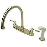 Kingston Brass KB2798KL Knight Goose Neck Kitchen Faucet with White Sprayer, 8-3/4-Inch , Satin Nick