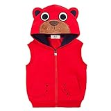 PANCY 子供服 ベスト フード付き コート 厚手 ボア 男の子 女の子 くま 耳付き かわいい(レッド.120cm)