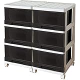 収納ケース スリム チェスト 深型 引き出し 3段 2個組 ホワイト／ブラック 日本製 MJ-F3-2WHBK