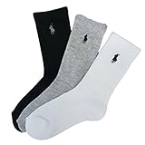 (ポロ ラルフローレン)POLO Ralph Lauren ソックス 靴下 キッズ ボーイズ 3足セット ハイソックス ホワイト×グレー×ブラック 8-9.5 [並行輸入品]