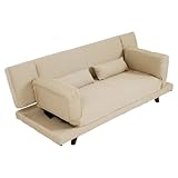 ソファ ソファー ベッド ソファベッド 2人掛け 背もたれ 両肘 リクライニング ベージュ