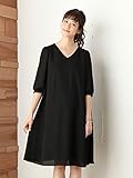 Angeliebe エンジェリーベ マタニティ ワンピース 授乳口付き シフォン バックシャン ワンピ 妊婦服 産前 産後 お宮参り S ～ M ブラック 21928 21928301