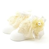 PUERI ベビー 靴下 ソックス　新生児　赤ちゃん ベビー コットン　レース　プリンセス 女の子 新生児　可愛い　出産祝い　誕生日 (ホワイト)