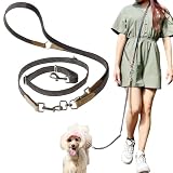 POOKIE 犬 リード ショルダーリード 肩掛け ウエスト 手持ち 3WAY ハンズフリー おしゃれ 手ぶら 布 キャンバス 生地 多頭飼い (セット)