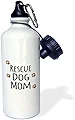 3dRose "Rescue Dog Mom-Doggie by breed-muddy Brown paw prints-doggy lover-proud pet Owner mama love" スポーツウォーターボトル 21オンス ホワイト