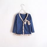 Candyids カーディガン キッズ 子供 女の子 ガールズ フリル 春 秋 冷房対策 キッズ 発表会入園 結婚 式 パーティー 等に (110cm, ブルー)