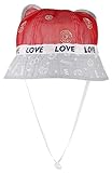 C-Princess 可愛い お耳付き ビーチハット バッケトハット つば広 キャップ サンバイザー　赤ちゃん ベビー 幼児用 帽子 メッシュ 通気 旅行 レッド