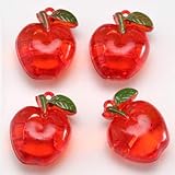 【アクリルパーツ】りんご リンゴ 林檎 アップル アクセサリーパーツ 4個