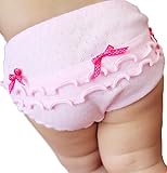 JIEYA 2パックベビー幼児下着女の子ソリッドボウノットレイヤードブリーフ (140(4～5歳), 2 枚組:ピンク)