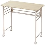 山善(YAMAZEN) 折りたたみデスク (幅80 奥行40) キャスター付き NPSTC-8040(NM/IV) ナチュラル