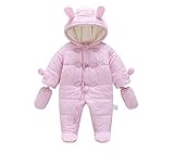 【babyboo】 ハリのあるしっかりとした生地！ ダウン カバーオール 完全防寒 (70(6-9カ月くらい), ピンク)