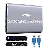 MYPIN 4K 60fps オーディオビデオ HDMIゲームキャプチャ ライブゲーマー ポータブル パススルー4K フルHD 1080P 60fps USB3.0 キャプチャカード 超低レイテンシレコードストリーム Xbox Playstation Nintendo Switch用