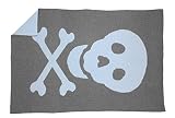 Lorena Canals Wool Rug Blanket (Skull Dark Grey/Blue) by Lorena Canals