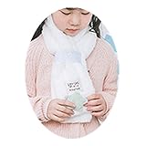 Candykids　可愛くてふわふわ キッズ用 マフラー 全6色 　柔らかいキッズ ふわふわマフラー　純色厚手 秋冬　女の子ネックウォーマー　男女兼用 (ホワイト)