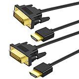 Twozoh Micro HDMI - DVIケーブル Micro HDMI 1.4 - DVI 24+1ピン オス-オスケーブル 1080P フルHD 1M