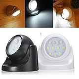 ILS - 9LED Black/White Rotation Battery Powered Motion Activated Cordless Sensor Night Light