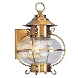 Livex Lighting 2221-22 Outdoor Wall Lantern with Hand Blown Clear Glass Shades, Flemish Brass [並行輸入品