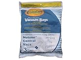 3 Central Vacuum Cleaner bags For Nutone Broan Cyclovac Dynavac Easyflo Eureka Filteraire Frigidaire