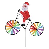 Biuuu 3D大型サンタクロースバイク風車風スピナーWhirligig庭の装飾(ランダムな色)