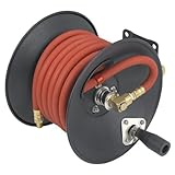 Air Hose Reel with 30 Feet Hose 250 Psi, 25 CFM Max. Airflow with Hand Brake by Central Pneumatic