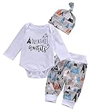 ベビー男の子長袖ボディスーツ+パンツ+帽子3点服装セット幼児用服 カラー: ホワイト