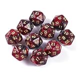 Yourandoll 10個 多面体ダイス D20サイコロ 20面ダイス 20mm Dungeons and Dragons DND TRPG MTGサイコロなどテーブルゲーム用 (レッド ブラック 星空)