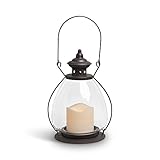 Gerson Everlasting Glow 42465 Battery Operated Metal and Glass School House Lantern with 3 by 3' LED