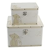 Button Corner Baby Gift Set of 2 Keepsake Storage Boxes by BabyShowerCentre UK