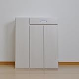 靴箱 幅75 シューズボックス 玄関収納 下駄箱 ロータイプ LEDライト AYU-3-288-F (ホワイト)