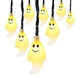 LEDGLE 30 LED ソーラー ストリングライト ハロウィーン ゴースト おばけ 全長6M 8点灯モード (電球色)