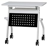 会議テーブル 跳ね上げ式 W750×D450×H720 幕板付き　スタックテーブル　GD-634M (天板ホワイト×幕板ブラック)