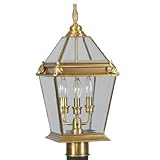 Livex Lighting 2616-22 Outdoor Post with Clear Beveled Glass Shades, Flemish Brass [並行輸入品]