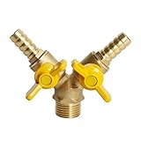 Aopin3ウェイボールバルブ真鍮G 1/2" おねじ x 11mm / 9/20" ホースバーブ x 11mm / 9/20" ホースバーブバルブ水、油、ガスの液体を遮断、ビニールハンドル付き、に適しPEX、銅、HDPE1 個