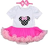 FOLOBE 赤ちゃん 子供 新生児服 ベビー 女の子ロンパース 白色Tシャツ上着+ピンクチュールスカート 二点セット 可愛い 誕生日 遊び 記念 撮影 お祝いプレゼント 萌え服