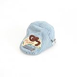 (よキーよ)Yokeeyo 子供用キャップ 紐付き つば広 ジーンズ風 デニム ベースボールハット リベット 男の子 キッズ 紫外線 UVカット 日よけ止め 日焼け防止