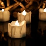 Youngerbaby 12pcs Warm White Flickering Timing LED Tea Light Candles With 100 Fake Rose Petals, Flam