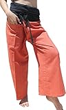 Raan Pah Muang RaanPahMuangストライプ夏コットンTwo Toned Thailand Fisherman Wrap Pants US サイズ: M カラー: オレンジ