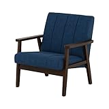 ダークブラウン/布ネイビー ： 1人掛け/ストライプステッチ 選べるソファー★noress(ノレス)