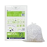 サンキョウプラテック ゴミ袋 箱タイプ 詰替用 70L 800x900x0.020mm厚 半透明 100枚 HDPE+META素材 BX-730Tbara