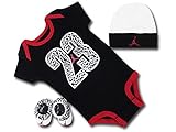 (ジョーダン)Jordan ベビージョーダン 3点セット (0-6M(0～6ヶ月), 黒白赤) [並行輸入品]