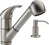 Peerless P18550LF-SSSD Choice Single Handle Kitchen Pull-Out Faucet with Soap Dispenser, Stainless b