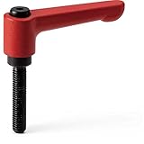 NBK 機械要素部品 クランプレバー(おねじ)フラットタイプ LHM-8-40-RD (レッド)