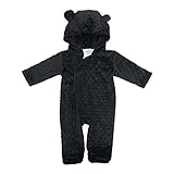My Blankee Hooded Footie Romper Minky Dot with Ears, Black, 3-6 Months by My Blankee