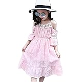 Candykids 女の子ドレス ガールズワンピース 夏サマー 可愛いベビー 子供女の子ドレス ガールズワンピースプリンセスドレス 旅行に (110cm, ピンク)