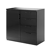 タンスのゲン 国産 完成品 キャビネット 扉付き ガラス チェスト タンス 収納 幅80 高さ80 木製 ボード ラック おしゃれ 木製 北欧 ブラック 黒 38700018 BK