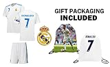 Cristiano Ronaldo # 7 Real Madrid Youth Kids Soccer Jersey & # x2713 ; Shorts & # x2713 ;画像バッグ& # x2