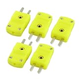 uxcell　熱電対コネクタ　熱電対プラグ　熱電対キット　Kタイプ　温度計　イエローグリーン　SMPW-K-M　5個入り