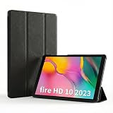 【累計14,000個】Fire HD 10 タブレットケース 開けばつく閉じれば消える 角度調整 PUレザー ブラック ANY SELECT