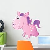 Wallmonkeys wm152719かわいいベビーピンクとパープル漫画ポニーPeel and Stick Wall Decals 18"W x 17"H - Small GEN-16430-18