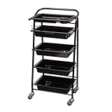 ユースフルワゴン 5段タイプ ブラック 幅53.5×奥行37×高さ90cm [ 美容室ワゴン エステワゴン ネイルワゴン キッチンワゴン マルチワゴン サイドワゴン キャスターワゴン キャスター付き インテリア 収納 業務用 サロン ワゴン